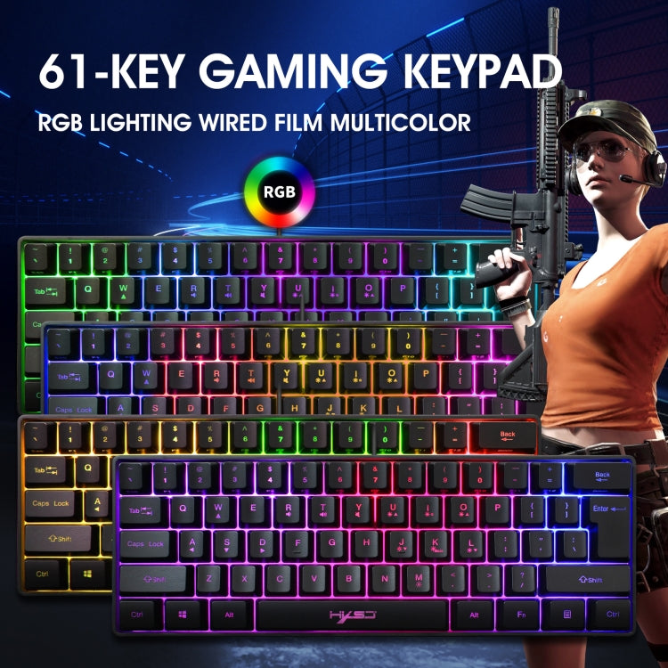 HXSJ V700 61 Keys RGB Lighting Gaming Wired Keyboard (Black) - Wired Keyboard by HXSJ | Online Shopping UK | buy2fix