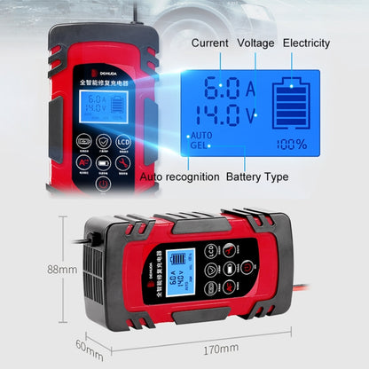 DEMUDA DC-80 Car Battery Charger 12V/24V Intelligent Pulse Repair Type Lead-acid Battery, Plug Type:UK Plug(Yellow) - In Car by buy2fix | Online Shopping UK | buy2fix