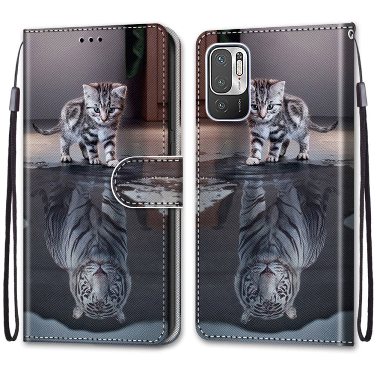 For Xiaomi Redmi Note 10 5G Coloured Drawing Cross Texture Horizontal Flip PU Leather Case with Holder & Card Slots & Wallet & Lanyard(Cat Becomes Tiger) - Xiaomi Cases by buy2fix | Online Shopping UK | buy2fix