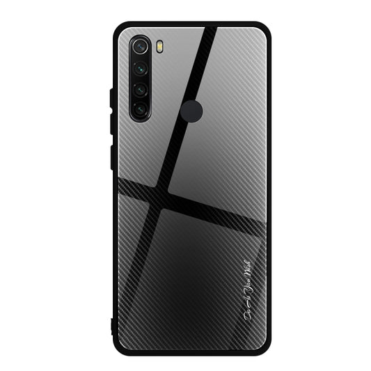 For Xiaomi Redmi Note 8 Carbon Fiber Texture Gradient Color Glass Case(Black) - Xiaomi Cases by buy2fix | Online Shopping UK | buy2fix