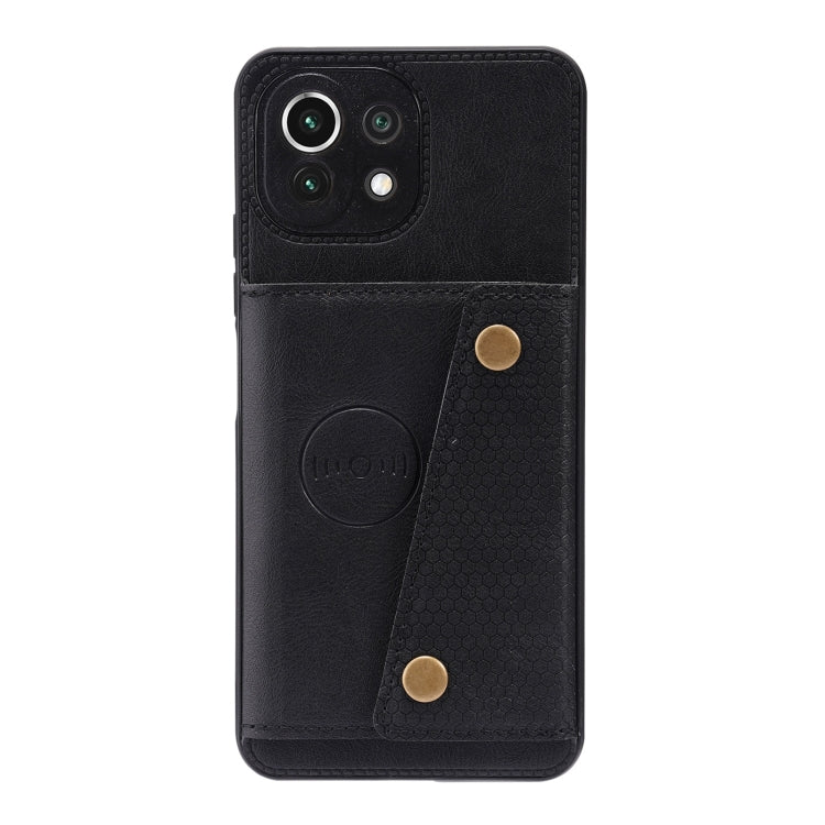 For Xiaomi Mi 11 Lite Double Buckle PU + TPU Shockproof Magnetic Protective Case with Card Slot & Holder(Black) - Xiaomi Cases by Diaobaolee | Online Shopping UK | buy2fix