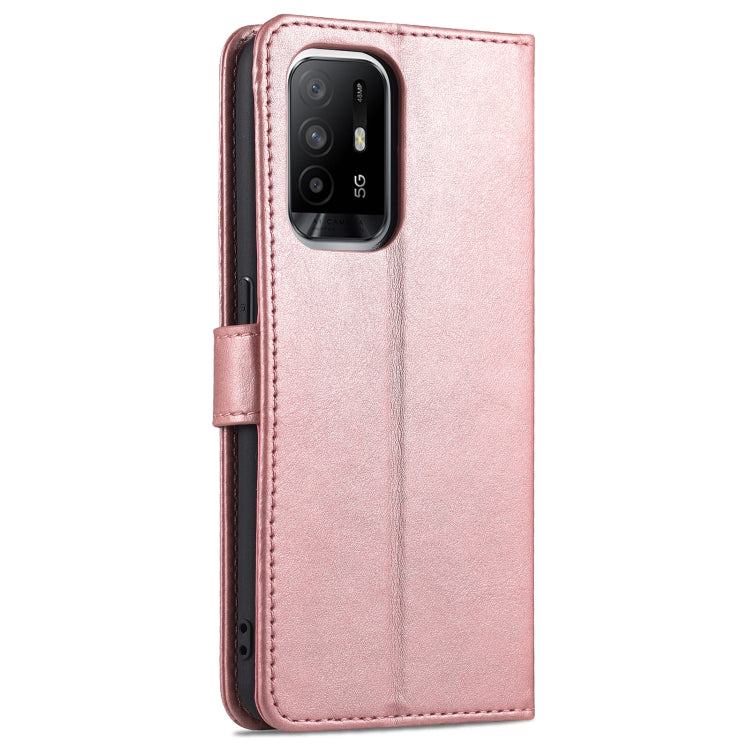 For OPPO A94 5G / A95 5G / Reno5Z 5G / F19 Pro+ AZNS Skin Feel Calf Texture Horizontal Flip Leather Case with Card Slots & Holder & Wallet(Rose Gold) - OPPO Cases by AZNS | Online Shopping UK | buy2fix