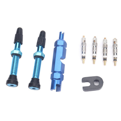 A5596 2 PCS 40mm Blue French Tubeless Valve Stem with Repair Kit for Road Bike - Outdoor & Sports by buy2fix | Online Shopping UK | buy2fix