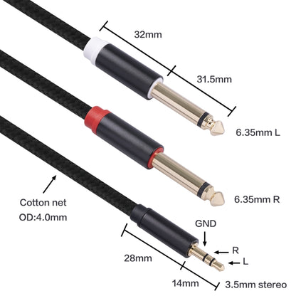 3683 3.5mm Male to Dual 6.35mm Male Audio Cable, Cable Length:1m(Black) -  by buy2fix | Online Shopping UK | buy2fix