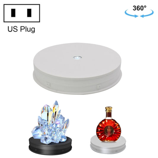 30cm Electric Rotating Turntable Display Stand  LED Light Video Shooting Props Turntable, Power Plug:110V US Plug(White) - Camera Accessories by buy2fix | Online Shopping UK | buy2fix