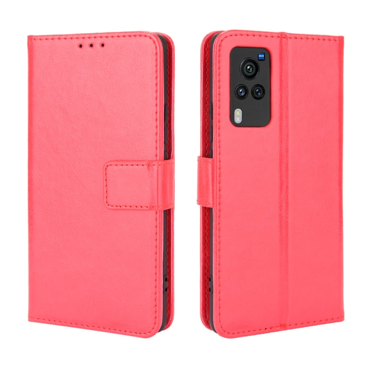 For vivo X60 Pro Overseas Version / X60 5G Curved Surface Version Crazy Horse Texture Horizontal Flip Leather Case with Holder & Card Slots & Lanyard(Red) - OPPO Cases by buy2fix | Online Shopping UK | buy2fix