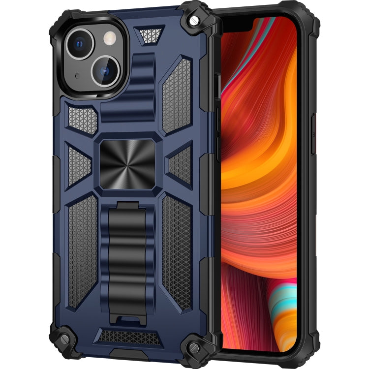 For iPhone 13 Pro Max Armor Shockproof TPU + PC Magnetic Protective Case with Holder (Blue) - iPhone 13 Pro Max Cases by buy2fix | Online Shopping UK | buy2fix