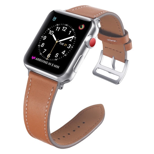 Small Waist Leather Watch Band For Apple Watch Series 9&8&7 41mm / SE 3&SE 2&6&SE&5&4 40mm / 3&2&1 38mm(Brown) - Watch Bands by buy2fix | Online Shopping UK | buy2fix