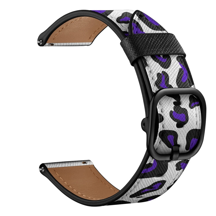 22mm For Xiaomi Haylou RT RS3 LS04 / LS05S Universal Printed Leather Watch Band(Purple Leopard) - Watch Bands by MIJOBS | Online Shopping UK | buy2fix