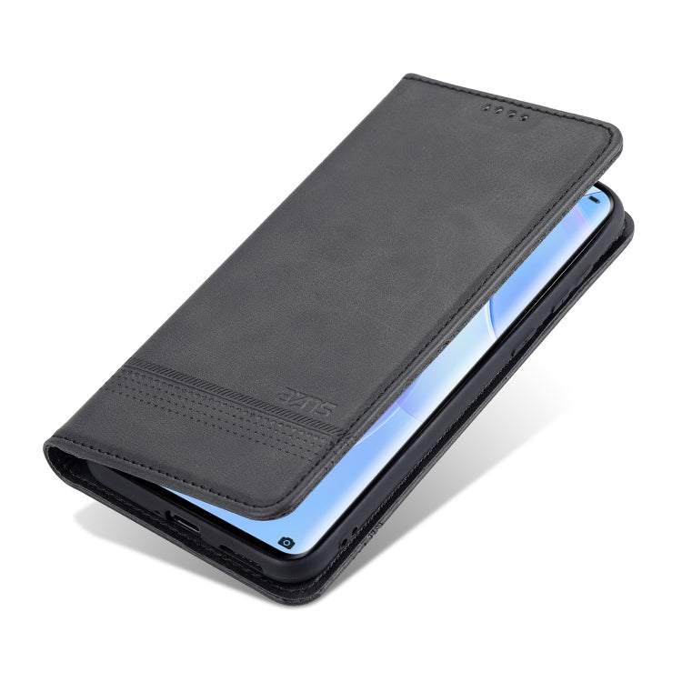 For Huawei P50 Pro AZNS Magnetic Calf Texture Horizontal Flip Leather Case with Card Slots & Holder & Wallet(Black) - Huawei Cases by AZNS | Online Shopping UK | buy2fix
