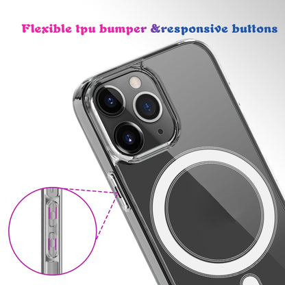 For iPhone 13 Pro Max Magsafe Case Simple Magnetic Ring All-inclusive Clear Crystal Acrylic PC +TPU Shockproof Case (Transparent) - iPhone 13 Pro Max Cases by buy2fix | Online Shopping UK | buy2fix