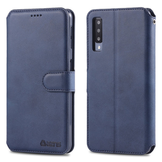 For Galaxy A7 2018 AZNS Calf Texture Magnetic Horizontal Flip PU Leather Case with Holder & Card Slots & Photo Frame(Blue) - Galaxy Phone Cases by AZNS | Online Shopping UK | buy2fix