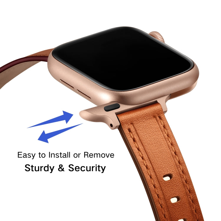 Women Starry Sky Style Leather Watch Band For Apple Watch Series 9&8&7 41mm / SE 3&SE 2&6&SE&5&4 40mm / 3&2&1 38mm(Brown Rose Gold Buckle) - Watch Bands by buy2fix | Online Shopping UK | buy2fix