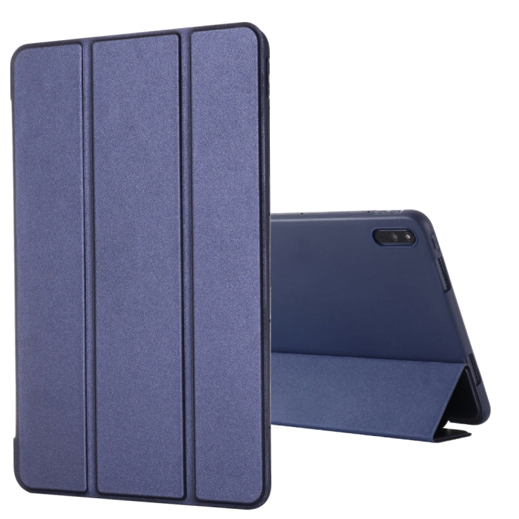 For Huawei MatePad 11 (2021) GEBEI Shockproof Horizontal Flip Leather Case with Three-folding Holder(Blue) - Huawei by GEBEI | Online Shopping UK | buy2fix