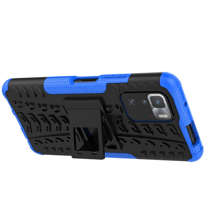 For Xiaomi Poco X3 GT Tire Texture Shockproof TPU+PC Protective Case with Holder(Blue) - Xiaomi Cases by buy2fix | Online Shopping UK | buy2fix