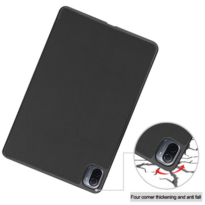 For Xiaomi Pad 5 Custer Texture Horizontal Flip Leather Case with Three-folding Holder & Sleep / Wake-up Function(Black) - Mobile Accessories by buy2fix | Online Shopping UK | buy2fix