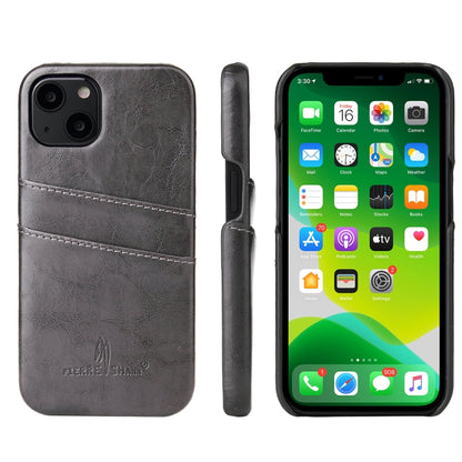 For iPhone 13 Pro Fierre Shann Retro Oil Wax Texture PU Leather Case with Card Slots (Grey) - iPhone 13 Pro Cases by FIERRE SHANN | Online Shopping UK | buy2fix