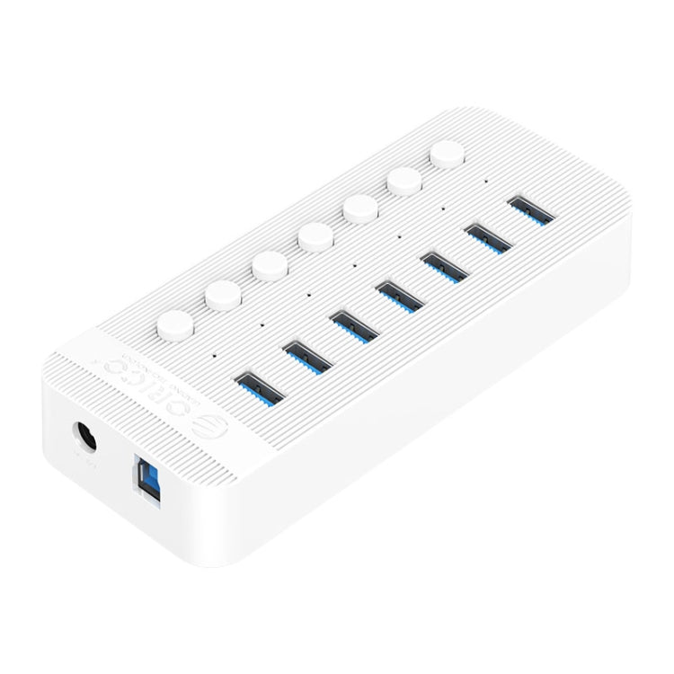 ORICO CT2U3-7AB-WH 7 In 1 Plastic Stripes Multi-Port USB HUB with Individual Switches, AU Plug(White) - USB 3.0 HUB by ORICO | Online Shopping UK | buy2fix