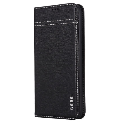 For iPhone 11 Pro Max GEBEI Top-grain Leather Horizontal Flip Protective Case with Holder & Card Slots(Black) - iPhone 11 Pro Max Cases by GEBEI | Online Shopping UK | buy2fix