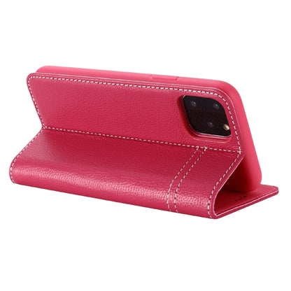 For iPhone 11 Pro Max GEBEI Top-grain Leather Horizontal Flip Protective Case with Holder & Card Slots(Rose Red) - iPhone 11 Pro Max Cases by GEBEI | Online Shopping UK | buy2fix