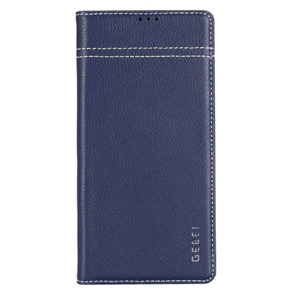 For Galaxy Note 10+ GEBEI Top-grain Leather Horizontal Flip Protective Case with Holder & Card Slots(Blue) - Galaxy Phone Cases by GEBEI | Online Shopping UK | buy2fix