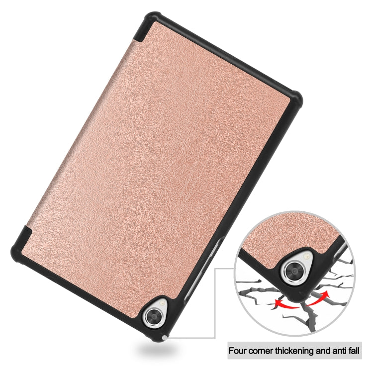 For Lenovo Tab M8 3rd Gen Custer Texture Horizontal Flip Leather Case with Three-folding Holder(Rose Gold) - Mobile Accessories by buy2fix | Online Shopping UK | buy2fix