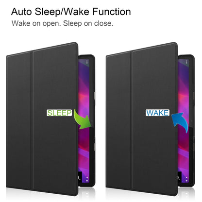 For Lenovo Yoga Tab 11 Custer Texture Horizontal Flip PU Leather Case with Holder & Sleep / Wake-up Function(Black) - For Lenovo by buy2fix | Online Shopping UK | buy2fix