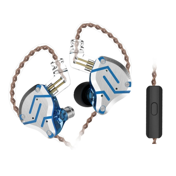 KZ ZS10 Pro 10-unit Ring Iron Gaming In-ear Wired Earphone, Mic Version(Streamer Blue) - In Ear Wired Earphone by KZ | Online Shopping UK | buy2fix