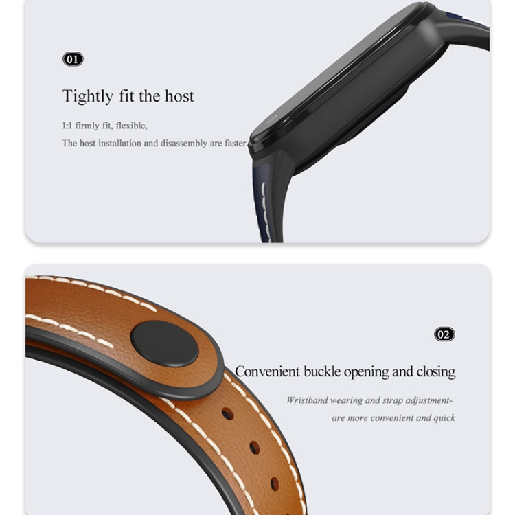 For Xiaomi Mi Band 5/6/7 MIJOBS TPU + Leather Watch Band(Blue+Orange) - Watch Bands by MIJOBS | Online Shopping UK | buy2fix