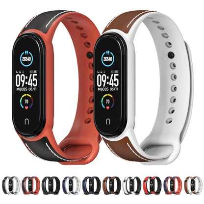 For Xiaomi Mi Band 5/6/7 MIJOBS TPU + Leather Watch Band(Black+Black) - Watch Bands by MIJOBS | Online Shopping UK | buy2fix