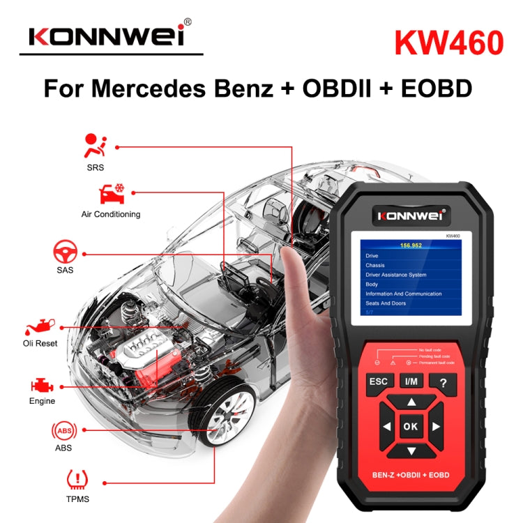 KONNWEI KW460 Car 2.8 inch 12V Lead-acid Battery Tester Fault Diagnosis Instrument - Code Readers & Scan Tools by KONNWEI | Online Shopping UK | buy2fix