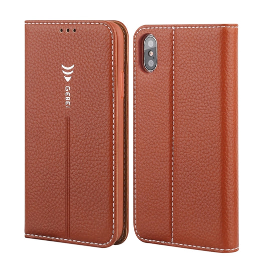 For iPhone XR GEBEI PU+TPU Horizontal Flip Protective Case with Holder & Card Slots(Brown) - More iPhone Cases by GEBEI | Online Shopping UK | buy2fix