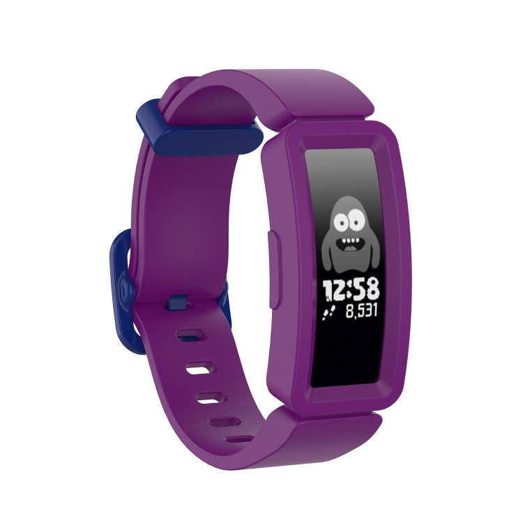 For Fitbit Inspire HR / Ace 2 Silicone Smart Watch  Watch Band(Purple + Blue Buckle) - Smart Wear by buy2fix | Online Shopping UK | buy2fix