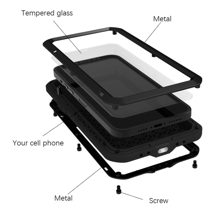 For iPhone 13 Pro LOVE MEI Metal Shockproof Waterproof Dustproof Protective Phone Case (Yellow) - Apple Accessories by LOVE MEI | Online Shopping UK | buy2fix