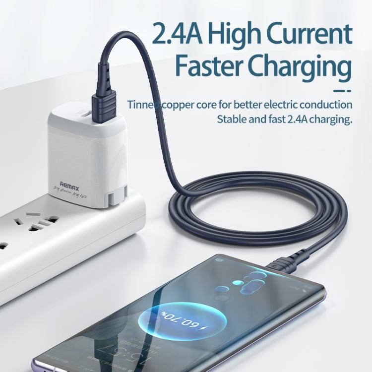 REMAX RC-179m  2.4A Micro USB High Elastic TPE Fast Charging Data Cable, Length: 1m(White) - Micro USB Cable by REMAX | Online Shopping UK | buy2fix