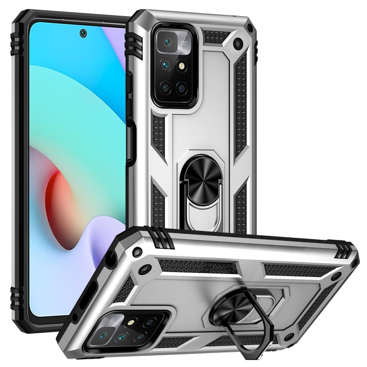 For Xiaomi Redmi 10 Shockproof TPU + PC Phone Case with 360 Degree Rotating Holder(Silver) - Xiaomi Cases by buy2fix | Online Shopping UK | buy2fix