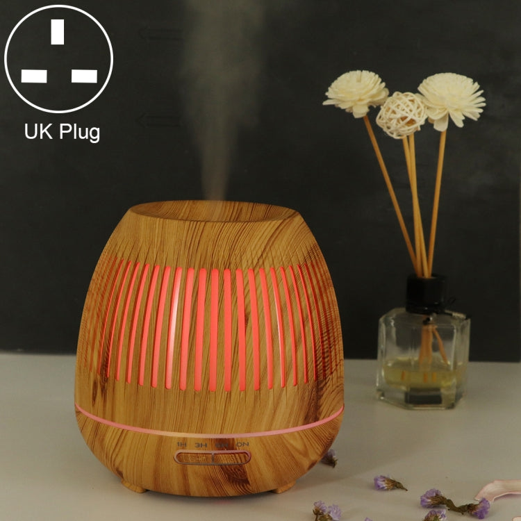 400ml Hollow-out LED Humidifier Wood Grain Air Purifier Aromatherapy Machine Automatic Alcohol Sprayer with Colorful LED Light, Plug Specification:UK Plug(Light Brown) - Home & Garden by buy2fix | Online Shopping UK | buy2fix