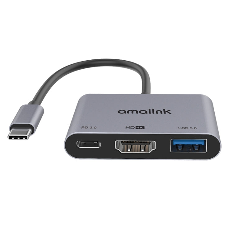 amalink 9175D Type-C / USB-C to HDMI + USB 3.0 + PD HUB Adapter(Grey) - Computer & Networking by amalink | Online Shopping UK | buy2fix