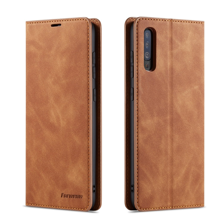 For Galaxy A50 Forwenw Dream Series Oil Edge Strong Magnetism Horizontal Flip Leather Case with Holder & Card Slots & Wallet & Photo Frame(Brown) - Galaxy Phone Cases by Forwenw | Online Shopping UK | buy2fix