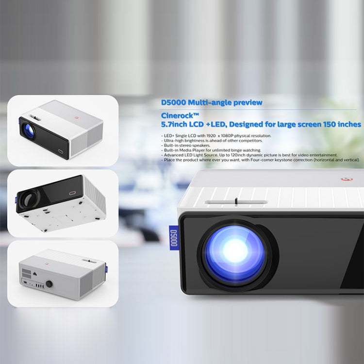 VIVIBRIGHT D5000 1920x1080P 420ANSI 6000Lumens LCD + LED HD Digital Projector, Android 9.0 EU Plug - Consumer Electronics by VIVIBRIGHT | Online Shopping UK | buy2fix