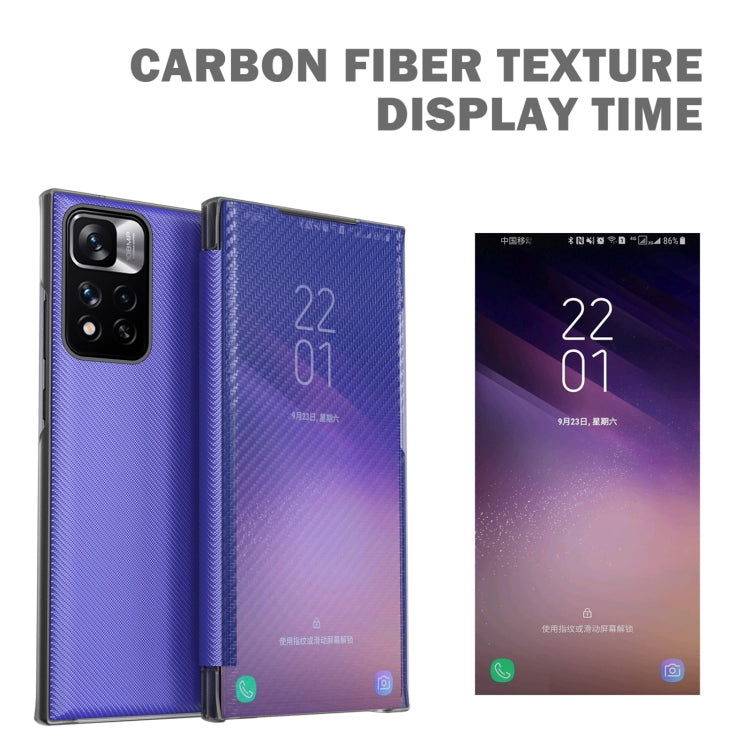 For Xiaomi Redmi Note 11 Pro 5G Carbon Fiber View Time Leather Phone Case(White) - Xiaomi Cases by buy2fix | Online Shopping UK | buy2fix