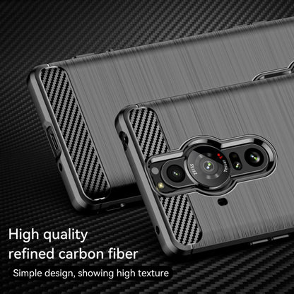 For Sony Xperia Pro-I Brushed Carbon Fiber Texture TPU Phone Case(Black) - Sony Cases by buy2fix | Online Shopping UK | buy2fix