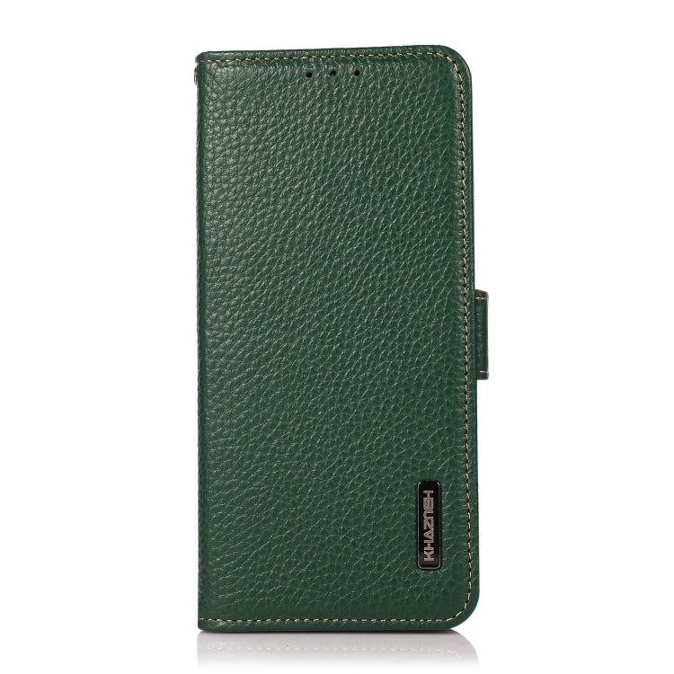 For Xiaomi Redmi K40 Pro / Poco F3 KHAZNEH Side-Magnetic Litchi Genuine Leather RFID Phone Case(Green) - Xiaomi Cases by buy2fix | Online Shopping UK | buy2fix