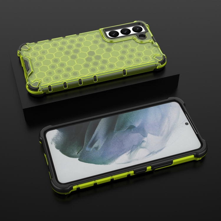 For Samsung Galaxy S22 5G Honeycomb PC + TPU Phone Case(Green) - Galaxy S22 5G Cases by buy2fix | Online Shopping UK | buy2fix