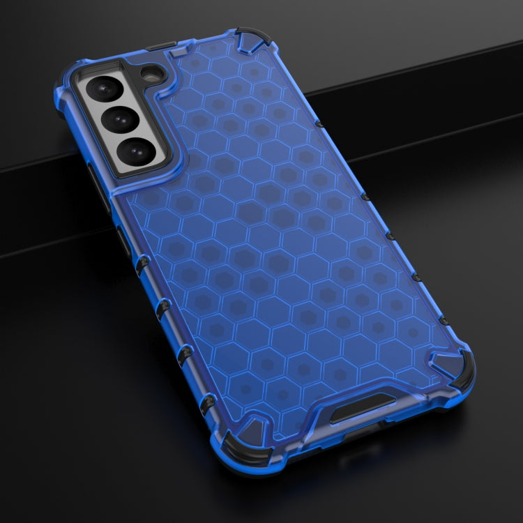 For Samsung Galaxy S22 5G Honeycomb PC + TPU Phone Case(Blue) - Galaxy S22 5G Cases by buy2fix | Online Shopping UK | buy2fix