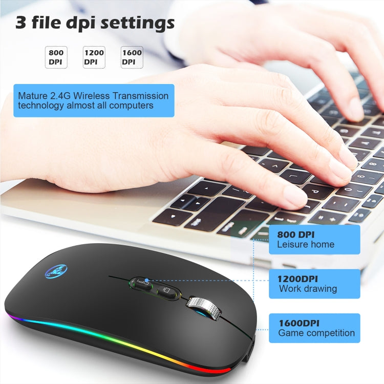 HXSJ M103FG 1600dpi Adjustable 2.4G + Bluetooth RGB Light Wireless Mouse(Black) - Wireless Mice by HXSJ | Online Shopping UK | buy2fix