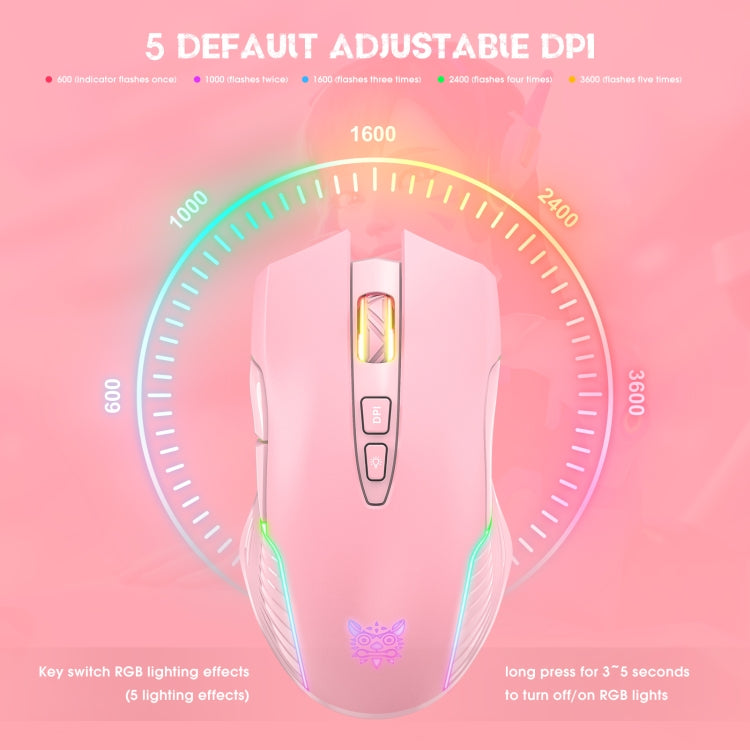 ONIKUMA CW905 2.4G RGB Lighting Wireless Mouse(Pink) - Wireless Mice by ONIKUMA | Online Shopping UK | buy2fix