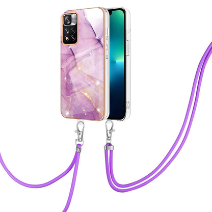 For Xiaomi Mi 11i / 11i HyperCharge 5G Global Electroplating Marble IMD TPU Phone Case with Lanyard(Purple 001) - Xiaomi Cases by buy2fix | Online Shopping UK | buy2fix