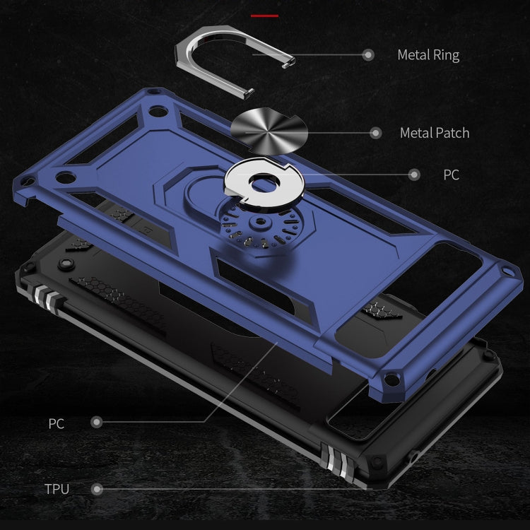 For Google Pixel 6A Shockproof TPU + PC Protective Case with 360 Degree Rotating Holder(Blue) - Google Cases by buy2fix | Online Shopping UK | buy2fix