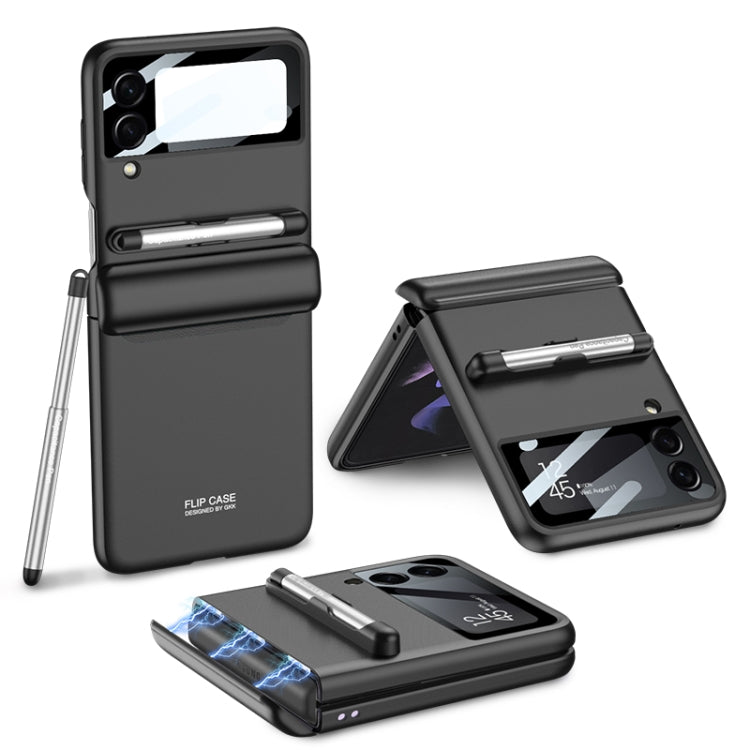 For Samsung Galaxy Z Flip3 5G GKK Magnetic Full Coverage Phone Flip Case with Pen(Black) - Galaxy Phone Cases by GKK | Online Shopping UK | buy2fix